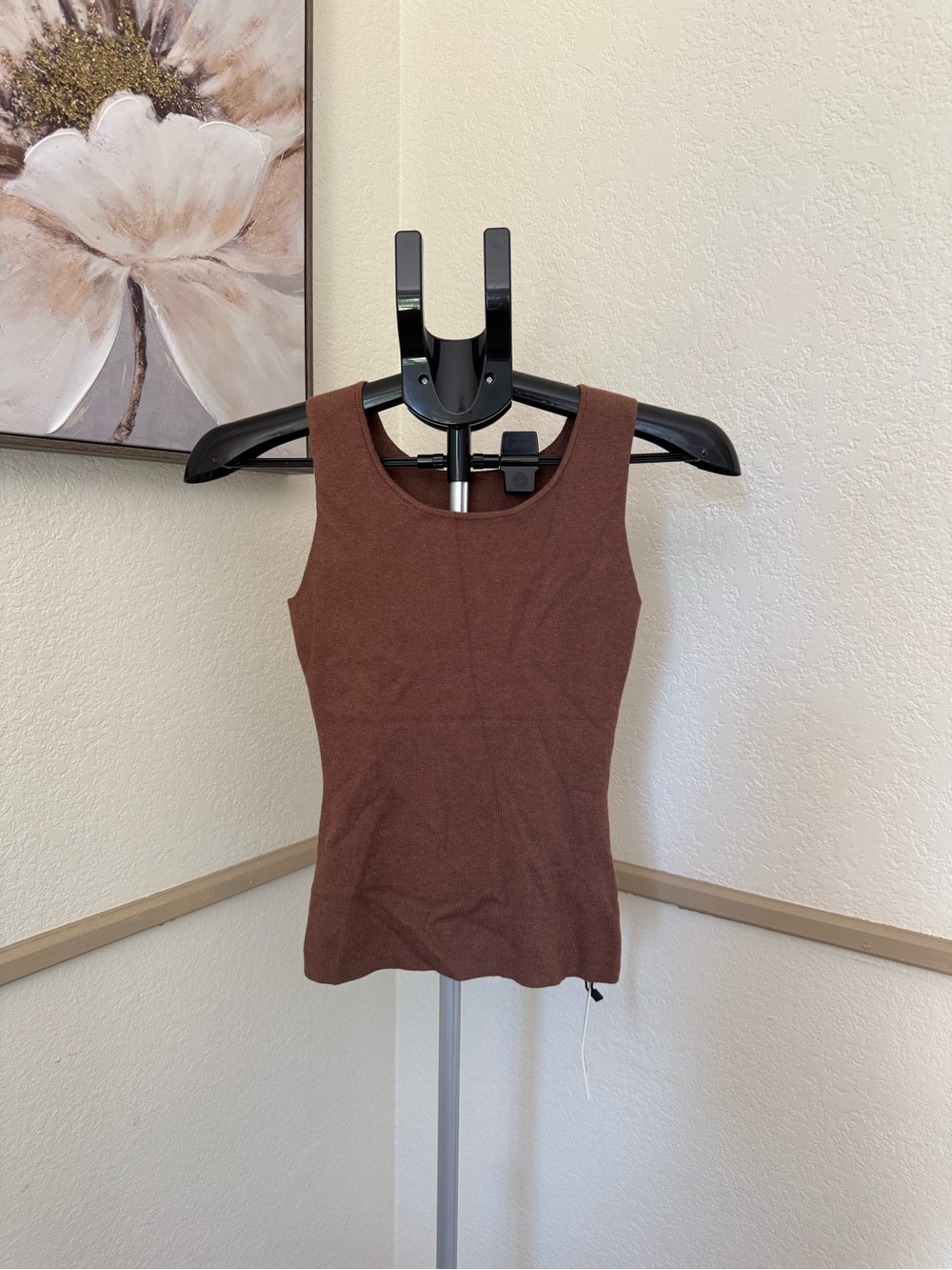 Commense Brown Knit Tank & Capelet Set XS | Quiet Luxury Two-Piece Sweater Set - Picture 7 of 8